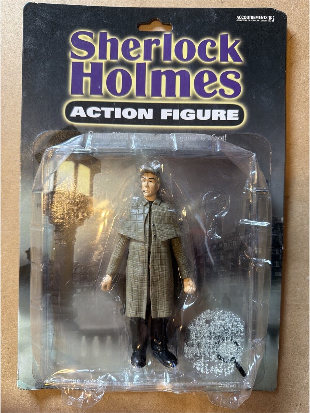 2004 Accoutrements Sherlock Holmes Action Figure SEALED RARE Damaged Bubble